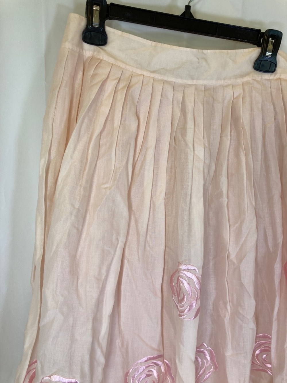Banana Republic Skirt Sz 8 Pink Embroidered Floral Pleated Spring 2006 - Picture 7 of 15